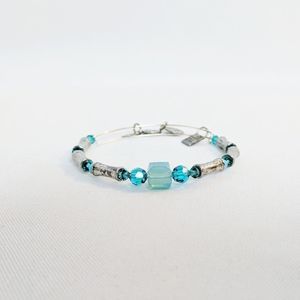 Alex and Ani Silver Teal Charity Beaded Bracelet